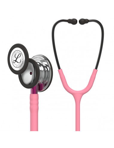 Littmann Classic III Stethoscoop 5962 spiegelend borststuk, parelroze slang, roze steel en rookkleurige headset, 69 cm