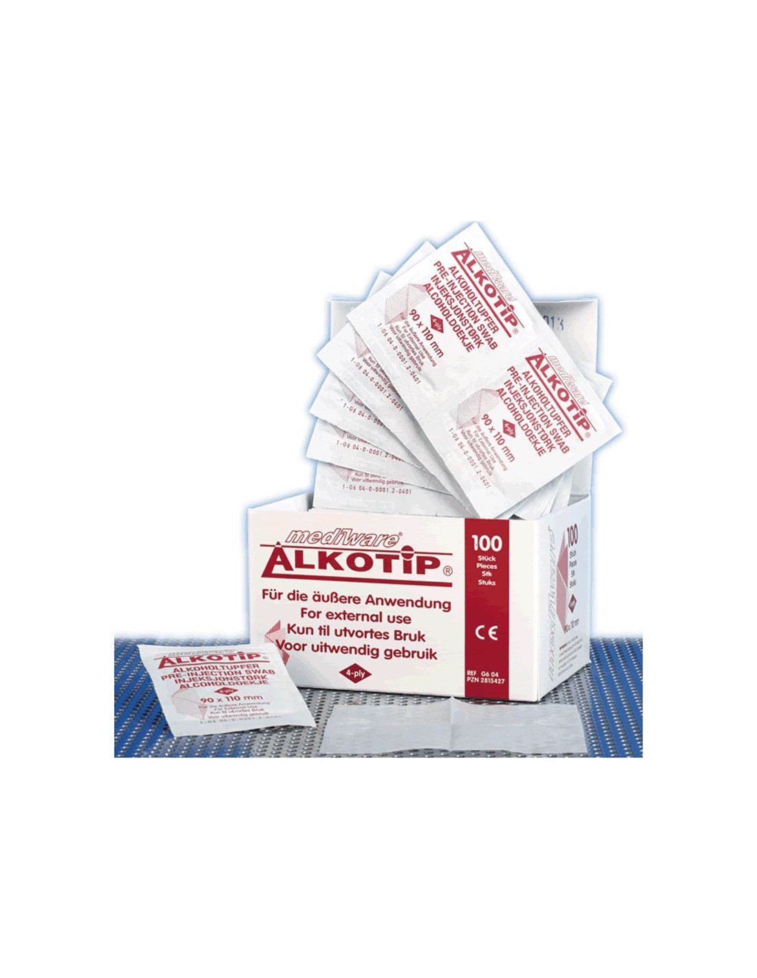 Alkotip Toallitas con Alcohol 70% Isopropílico 9 x 11 cm 100uds