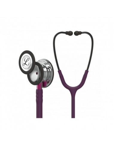 Littmann Classic III Stethoskop 5960 verspiegeltes Bruststück, pflaumenfarbener Schlauch, rosa Stiel und rauchfarbenes Headset 2